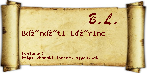 Bánáti Lőrinc névjegykártya